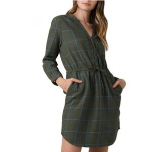 PrAna Loop to Pines Dress 100% Organic Cotton Midi Dress Kale Green Size Small
